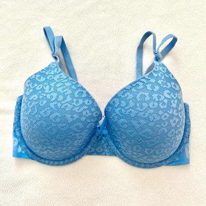 PINK Blue Cheetah Mesh Print T-Shirt Bra